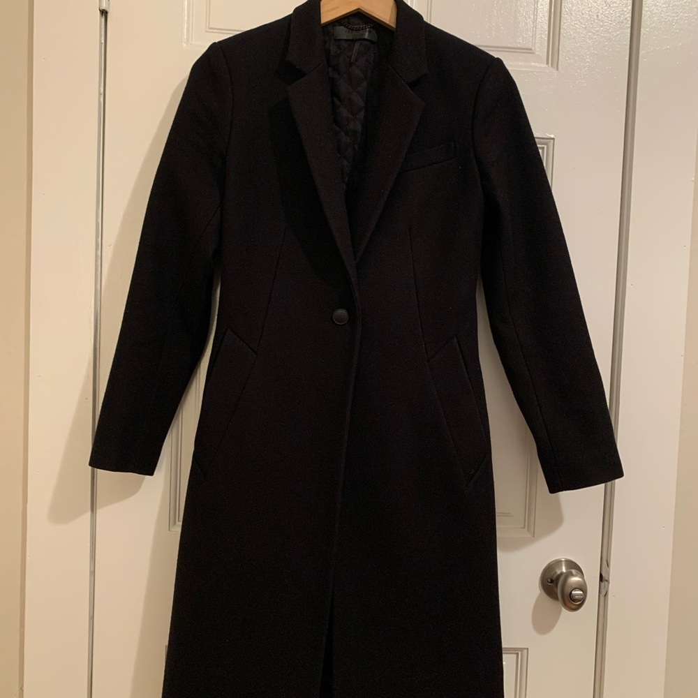 rag & bone tailored one-button virgin wool black coat